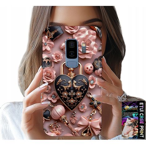 Hülle für Samsung Galaxy S9 Plus – feminine Muster, Vorhängeschloss, Herz-Hülle + Folie (1/5)