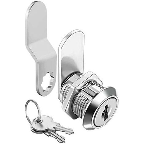 serrure boite aux lettres 16mm, serrure armoire metallique avec 2 plaques de serrure différentes, 2 clés, Verrou de sécurité, serrure à came pour Casier, Boîte à Outils, portes de placard (1/3)