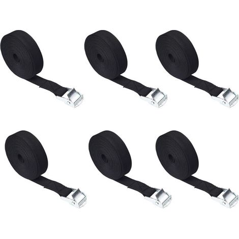 pezzi Cinghie di fissaggio, cinghia a cricchetto da 2 m x 25 mm con fibbia, cinghie di fissaggio regolabili per portapacchi per moto/auto/bici/bagagli (nero) (1/4)