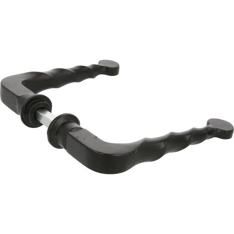 Lot de 2 poignées décoratives pour gouttières, clôtures ou portes de jardin Mod.101SP Rosace Ø19 mm Poignée 114 mm Carré 8 mm Type fer forgé Zamak finition noire (1/5)
