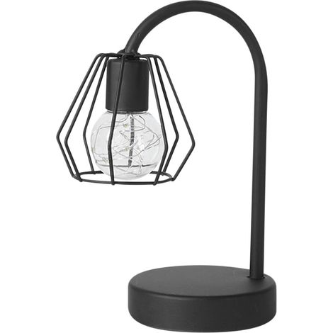 Lampe De Nuit - Lampe De Table En Fer Avec Led - Décoration Intérieure Pour Chambre Salon Bureau - Fonctionne Sur 3 Piles AA - 1 Pièce (1/5)