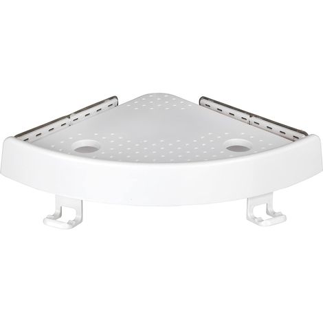 Tablette d'angle à fixation rapide blanc - Fixer sans percer de trous, Plastique (ABS), 33 x 4.5 x 24cm, Blanc (1/4)