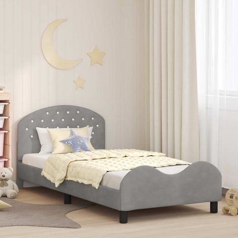 Kinderbettgestell mit Kopfteil Hellgrau 80 x 200 cm Samt
