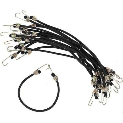 pair Confezione da 15 piccole corde elastiche con ganci, corde elastiche da 9 pollici con ganci in acciaio inossidabile, mini corde elastiche in gomma per campeggio, tende, teloni per motociclette, ca (1/3)
