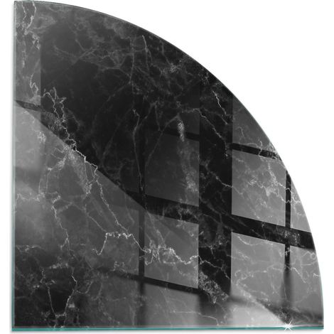 Plaque de protection de sol en verre pour cheminée ou poêle moderne anti-chaleur et étincelles Motif marbré élégant 1/4 100x100 cm (1/5)