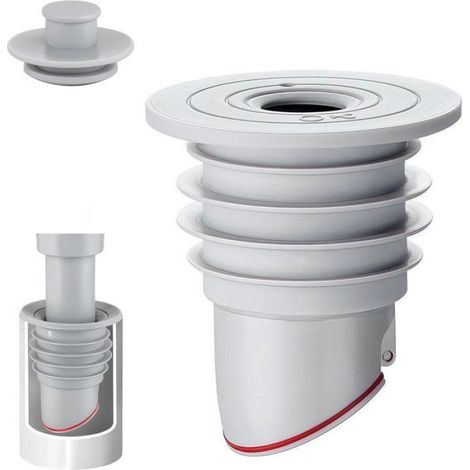 Washing machine drain plug, for pipe inner diameter 45-50 mm, anti-odor sealing, with cover, gray (1/5)
