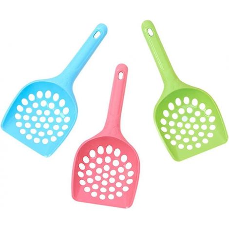 BEBUSINGOTO Pelle à litière pour chat, creuse et légère, Portable, avec poignée en plastique, 3 pièces (1/5)