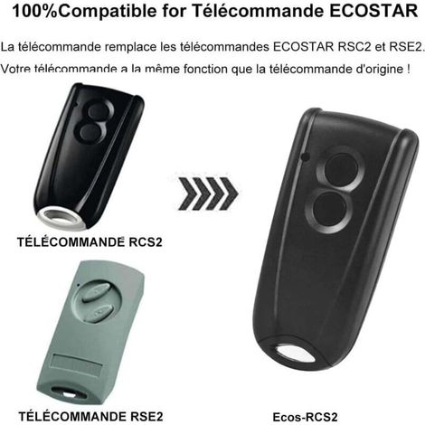 Télécommande de porte de garage - RSC2 433 MHz Télécommande compatible avec Hormann : RSC2, RSE2 RSZ1, AGS : RSC2, RSE2 Fréquence 433 MHz, Lot de 2