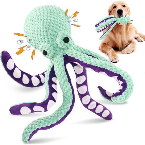 Jouet pour chien couineur, peluche adaptée aux chiens de petite, moyenne et grande taille, 34 cm, à câliner, à tirer et à lancer, 1 pièce. (1/5)