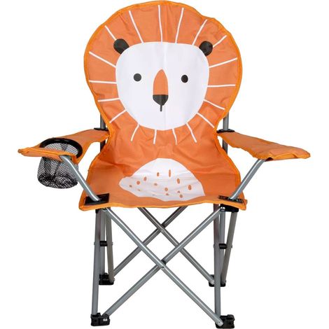 Kinder-Campingstuhl Faltstuhl Klappstuhl Anglerstuhl Strandstuhl Gartenstuhl Kinderstuhl Angelstuhl klappbar - Löwe (1/3)