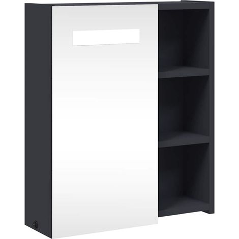 Armoire murale à miroir - Meuble de salle de bain avec LED gris 45x13x52 cm fr2937 - Maison La Vie (1/5)