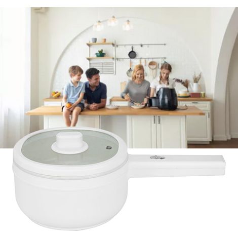 Bouilloire électrique multifonctionnelle, couvercle transparent pratique, mini-cuisinière intelligente pour cuisine de dortoir, blanche (1/5)