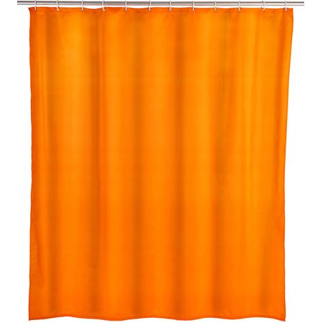 Rideau de douche, textile, couleur orange, 180x200 cm, (1/5)