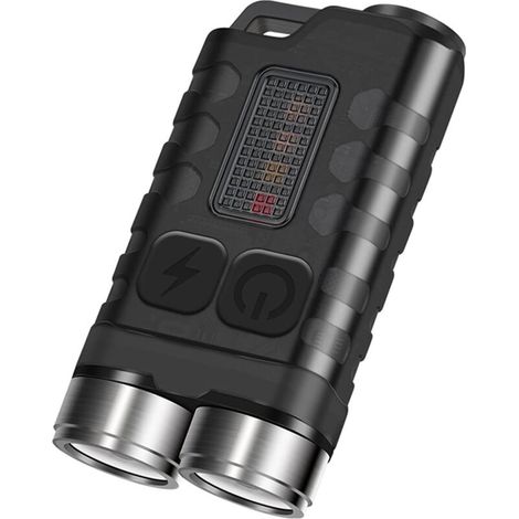 Mini torcia a LED ricaricabile tramite porta USB, 900 lumen, con luce ultravioletta, rossa e blu, 10 modalità e magnete integrato - Crezuo