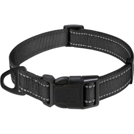 Classico collare per cani regolabile in nylon riflettente, adatto a cani di taglia media, nero, largo 2,5 cm. (1/4)