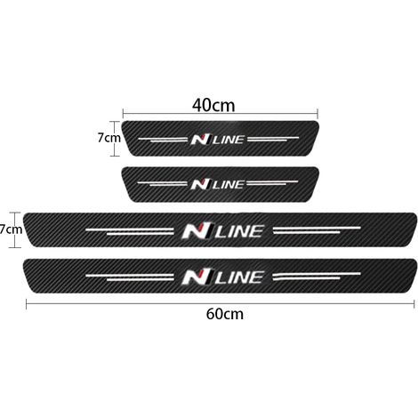 (4 pièces pour N LINE) Seuil de porte de voiture en fibre de carbone,autocollants de protection anti-rayures pour Hyundai N LINE i30 i20 Accent Tucson Elantra (1/3)