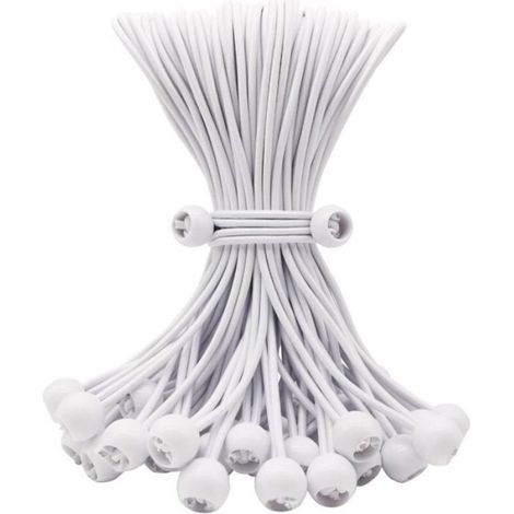 Lot de 50 tendeurs élastiques avec boule, 25,4 cm, accessoires de tente d'extérieur robustes pour bâche de camping, auvent et fixa (1/4)
