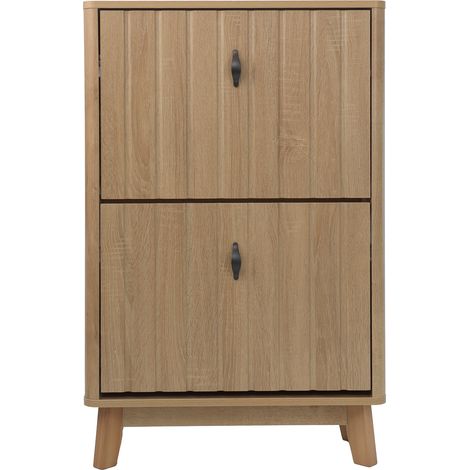 Scarpiera stretta da 60 cm color rovere con ante a ribalta e ampia capienza (1/5)