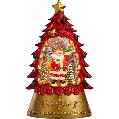 Boule à neige de Noël, lanterne, bonhomme de neige lumineux, fonctionne à piles, décoration de Noël, Red Elder (1/5)