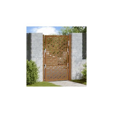 Porte de jardin acier résistant aux intempéries design croisé (1/5)