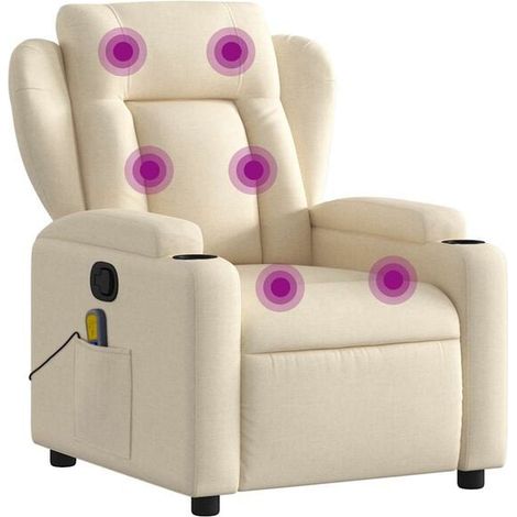 Fauteuil de massage inclinable en tissu beige (1/5)