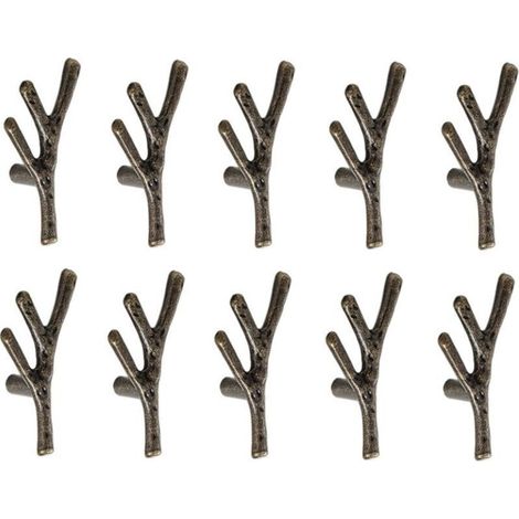 10x Poignée Meuble en Forme de Branche Poignées Armoires en Alliage de Zinc avec Vis Bronze - Trou Unique (1/4)