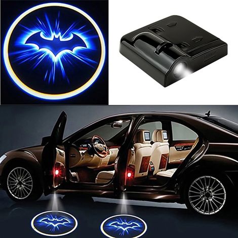 (bat)1pcs Projecteur laser LED universel pour porte avec logo de bienvenue, veilleuse fantôme, lampe de courtoisie sans fil pour voiture, accessoires auto, éclairage pour véhicules. (1/5)