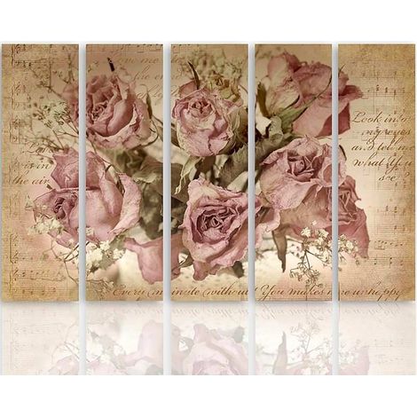 Tableau roses sur l'arrière-plan de la notation musicale - 150 x 100 cm (1/5)
