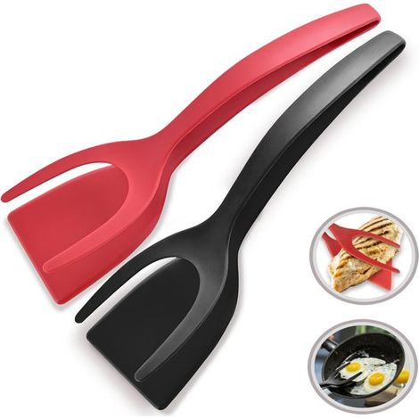 Espátulas - Utensilios de cocina - Espátula de silicona - Espátula de cocina - Pala de cocina 2 en 1 - Rojo y negro - Juego de 2 piezas (1/5)