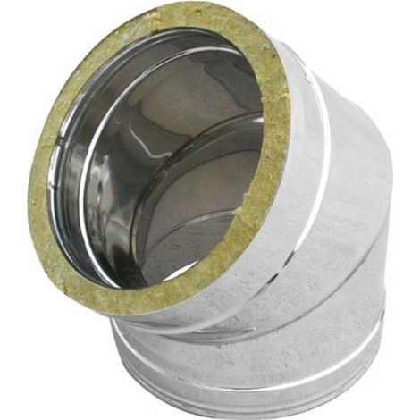 CURVA IN ACCIAIO INOX 316L A 45° DOPPIA PARETE D. Int. 80 - D. Est. 130