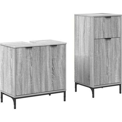 Juego de muebles de baño con cajón con puerta 2 pcs Gris Sonoma vidaXL