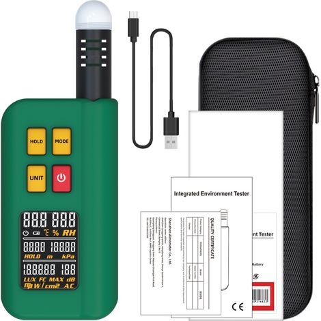 BSIDE GX1 Ambient Temperature Humidity Light Noise Altitude Tester Home Illuminance Meter Digital Display Barometer 4in1 Comprehensive Tester with Decibel A&C Weighted Test Functions (1/5)