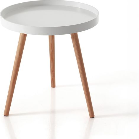 Tavolino rotondo da salotto con gambe in legno massello Lexy Round
