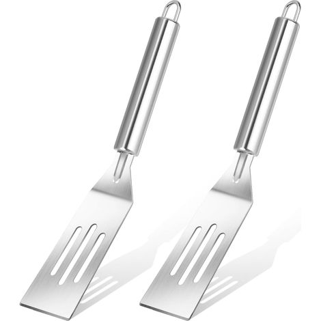 Lot de 2 mini spatules de service pour brownies, 25 cm, en métal inoxydable antiadhésif, avec fentes, idéales pour retourner les préparations de cuisson. (1/5)