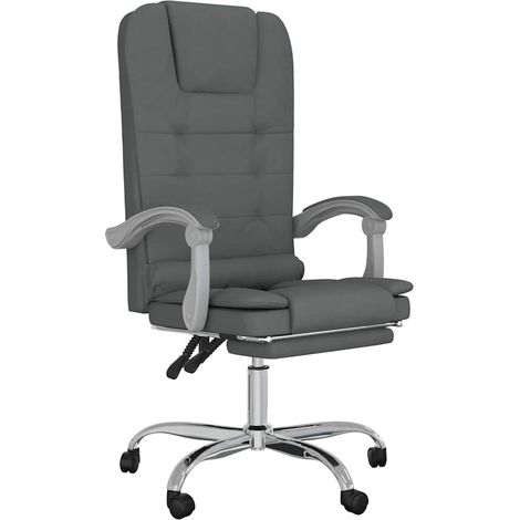 Maison Exclusive - Sedia da Ufficio Massaggio Reclinabile Grigio Scuro in Tessuto (1/5)