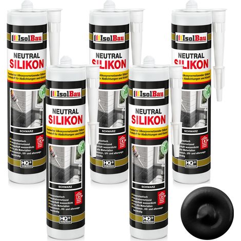 Neutralsilikon Naturstein Silikon Sanitär Marmor Inn/Auß 5 x 300ml Schwarz (1/5)