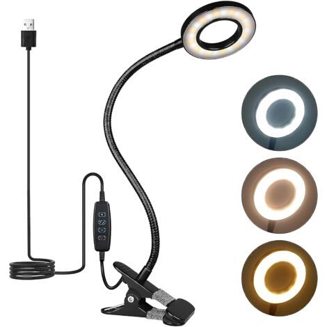 QORVA-Lampe de Bureau LED Rechargeable USB, Lampe Pince 360° pour Lecture, Éclairage Doux,Livre, Nuit, Voyage, Chambre à Coucher (1/5)
