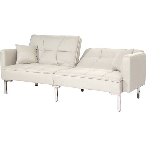 [NEUWERTIG] Schlafsofa HHG-894, Schlafcouch Bettsofa Gästebett, Schlaffunktion Liegefläche 170x104 cm Stoff/Textil creme-beige