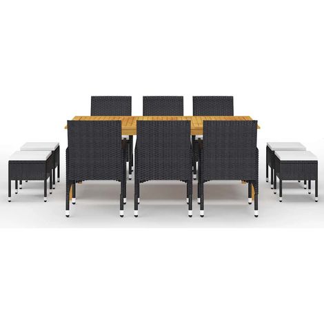 Maison Exclusive - Set Mobili da Pranzo per Giardino 11 pz Nero