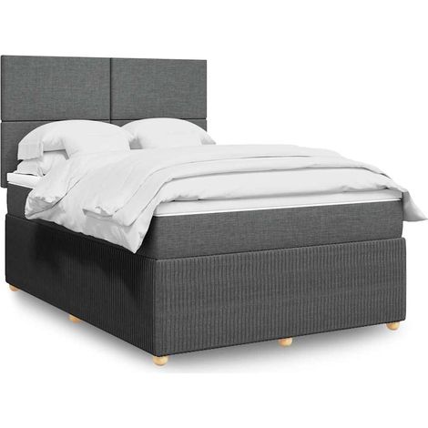 Boxspringbett mit Matratze Dunkelgrau 140x190 cm Stoff