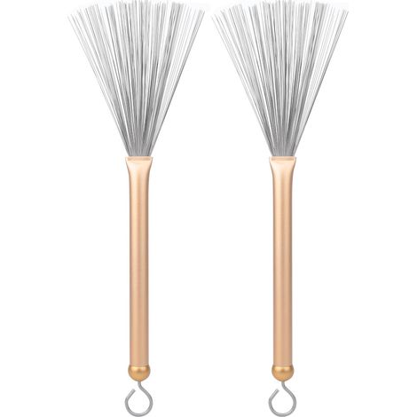 2 Brosses à Tambour Rétractables en Fil d'Acier pour Batterie Jazz, Idéales pour Débutants (Doré) (1/5)