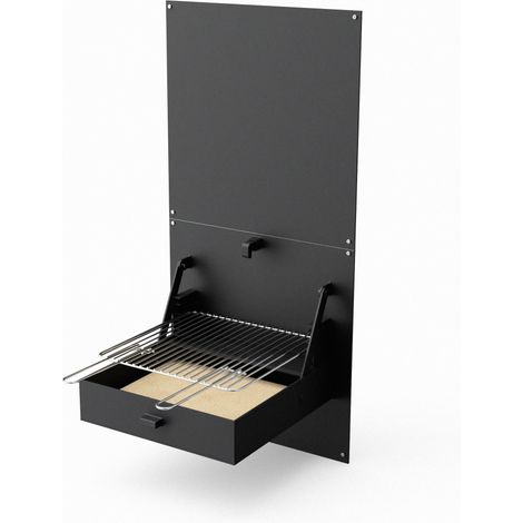 TUOZI - Barbacoa de Obra para Leña y Carbón Modelo WALL iBBQ con placa de protección (Negro - 58,5 x 57 x 114 cm) REF: 4200/2 - Uso en Exteriores (1/5)