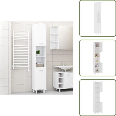 Armadio in legno multistrato - vidaXL Mobile da Bagno Bianco 30x30x179 cm in Legno Multistrato - Armadio da bagno bianco