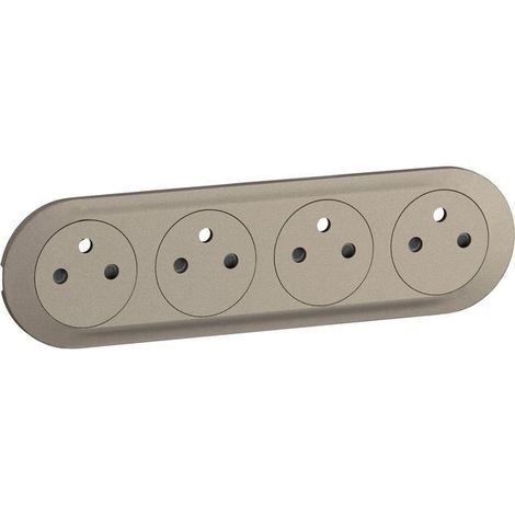 Enjoliveur prise précâblée 4x2P+T compacte Surface Céliane - Titanium (CT0114) (1/2)