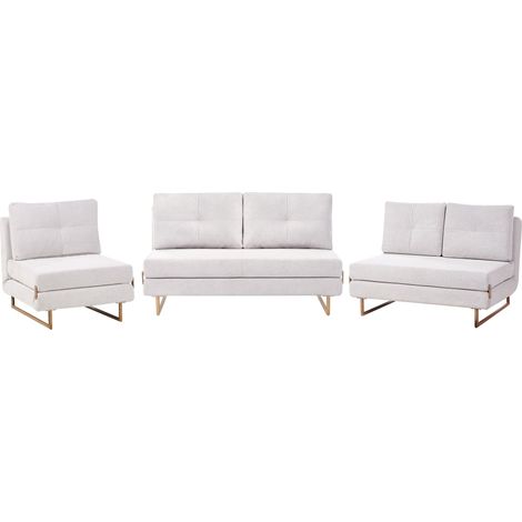 Living Room Set 6 Seater JERSLEV Fabric Off-White (1/5)