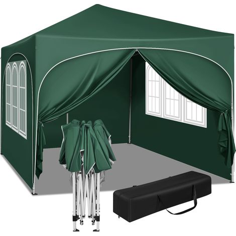 WOLTU Pop-up Gazebo. Gazebo with Sides 3m x 3m. Folding Event Shelter for Outdoor. Garden. Camping. Height Adjustable. Waterproof. UV-Protection. with Carry Bag. Green (1/5)
