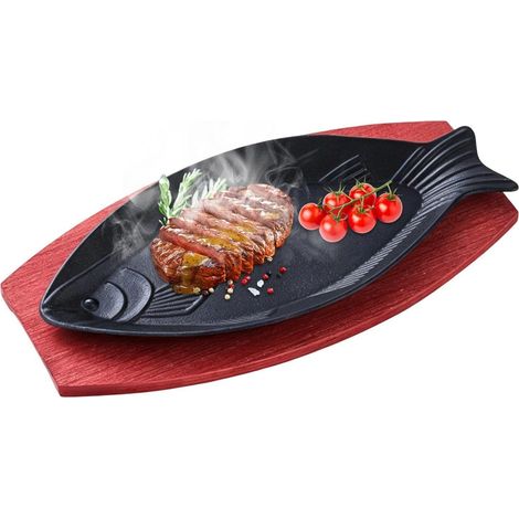 Poêle à barbecue Ustensile culinaire antiadhésif en forme de poisson de cuisson plate pour les crêpes, œufs, le steak, les burgers, le barbecue, maison, cuisine, fête, vacances, dortoir (1/5)