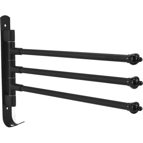 Porte-serviettes pivotant en acier inoxydable noir, barre porte-serviettes mobile et rotative pour salle de bain, dressing et cuisine, 3 bras (1/5)