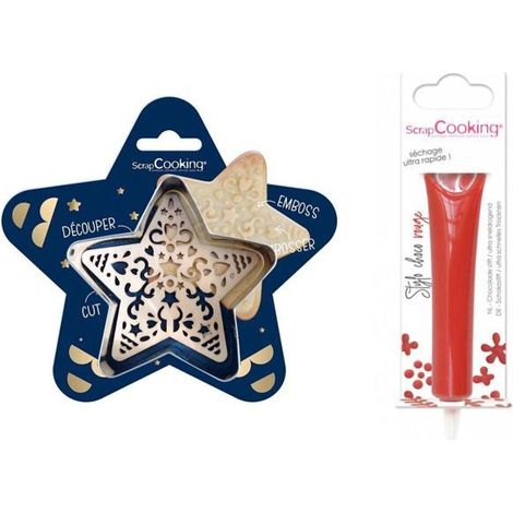 Kit pour biscuit en relief Étoile + Stylo au chocolat rouge
