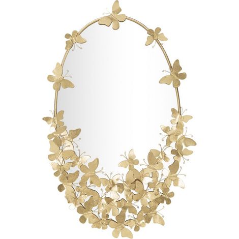 Specchio Glam Oval Butterfly in ferro dorato con farfalle (1/5)